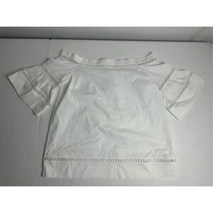NWT Michael Kors White Eyelet Blouse Medium 3/4 Bell Sleeve 100% Cotton Size L